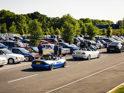 Cars parking at the Haynes Breakfast Club